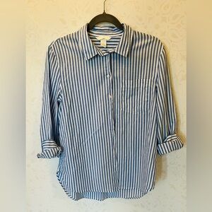 H&M Women’s Blue and White Striped Shirt, Size 8
